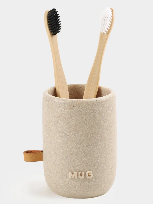 Жуынатын бөлмеге арналған стақан, 10 см, полирезин, сарғылт-қоңыр, дақ, Dune, image-3