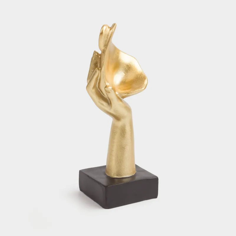 Мүсінше, 17 см, полирезин, алтын-қара, Бет фрагменті, Face, image-4