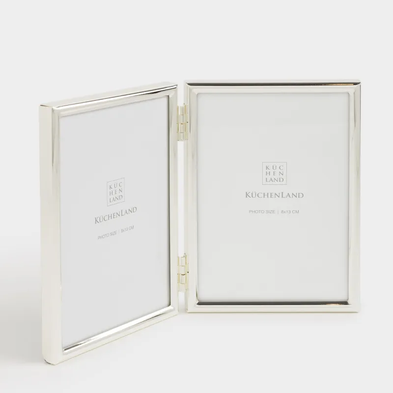 Фото жиектеме, 13х19 см, 2 фото, металл/шыны, күміс, Fantastic, image-0