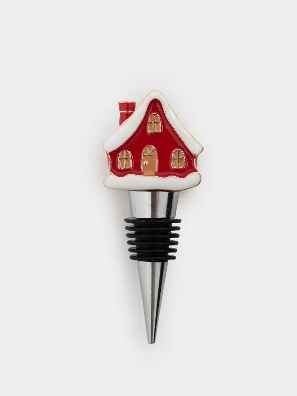 Шарап бөтелкесінің тығыны, салпыншақтары бар, 5 дана, металл/страздар, Үй, Christmas house, image-2