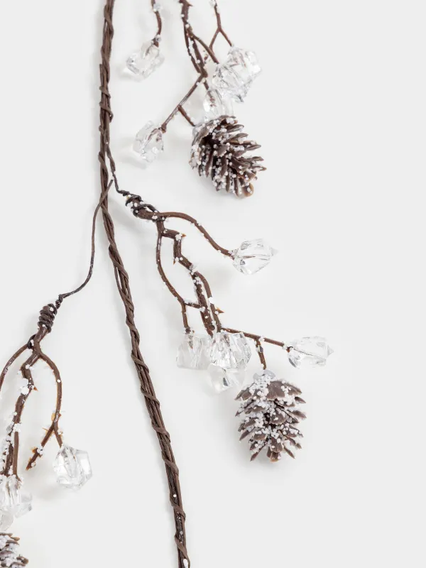 Сәндік бұтақ-гирлянд, 1,2 м, пластик/металл, Кристалдары бар шырша бүршіктері, Crystal sparkle, image-2