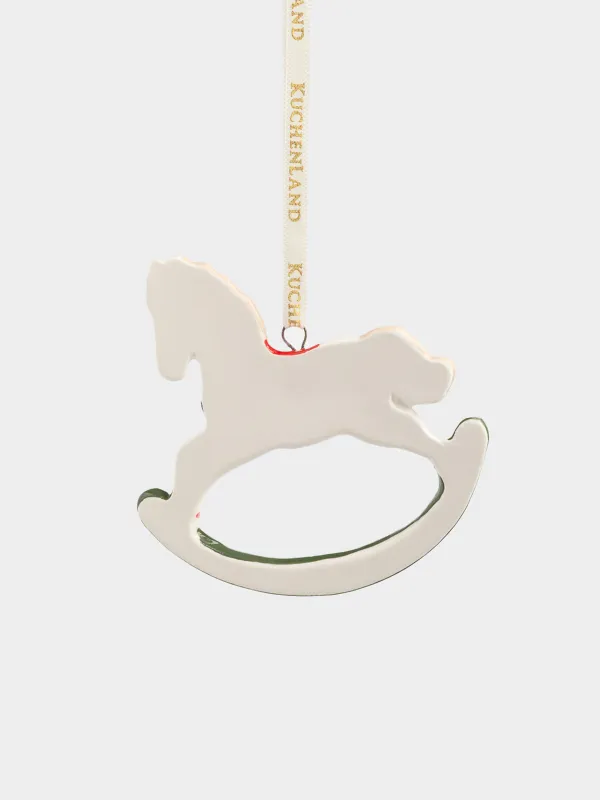 Набор елочных игрушек, 7 см, 2 шт, фарфор P, Лошадка-качалка, Figure christmas, image-2