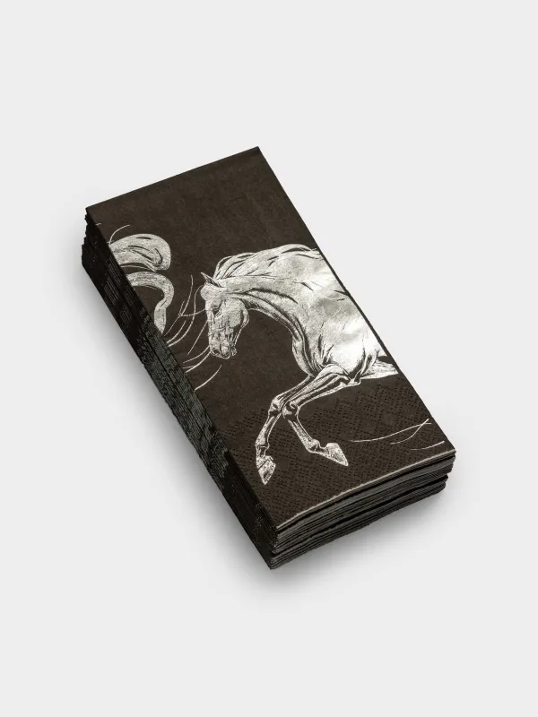 Салфетки бумажные, 33х33 см, 20 шт, Horse silver, image-1