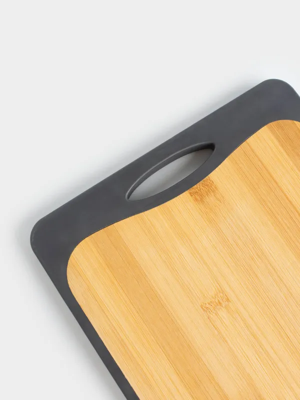 Доска разделочная, 33х23 см, двусторонняя, бамбук/пластик, черная, Marble bamboo, image-6