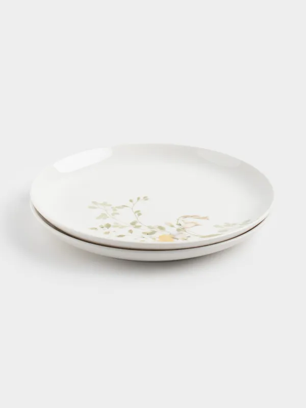 Тарелка закусочная, 21 см, 2 шт, фарфор N, белая, Цветы и листья, Floreale, image-4