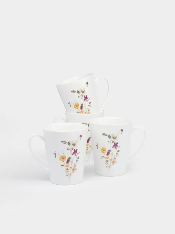 Саптыаяқ, 420 мл, 4 дана, фарфор N, ақ, Сары гүлдер, Floweri, image-1