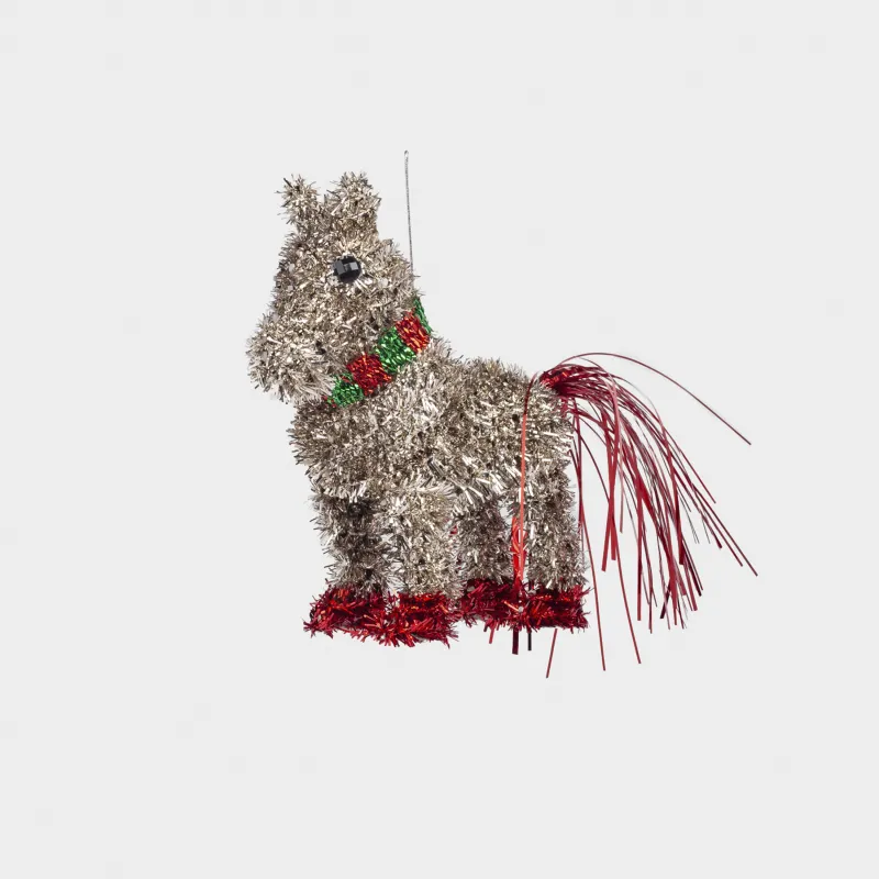 Игрушка елочная, 16 см, мишура/пластик, золотисто-красная, Лошадь, Tinsel christmas