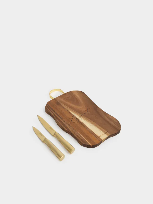 Кесетін тақта, 19х34 см, тұтқасы бар, пышақтары бар, ағаш/болат, пішінді, Enjoyment, Noble tree, image-3