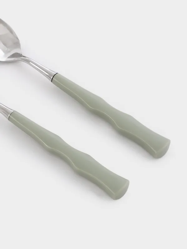 Ложка чайная, 2 шт, сталь/пластик, зеленая, Изгибы, Bangkok, image-2