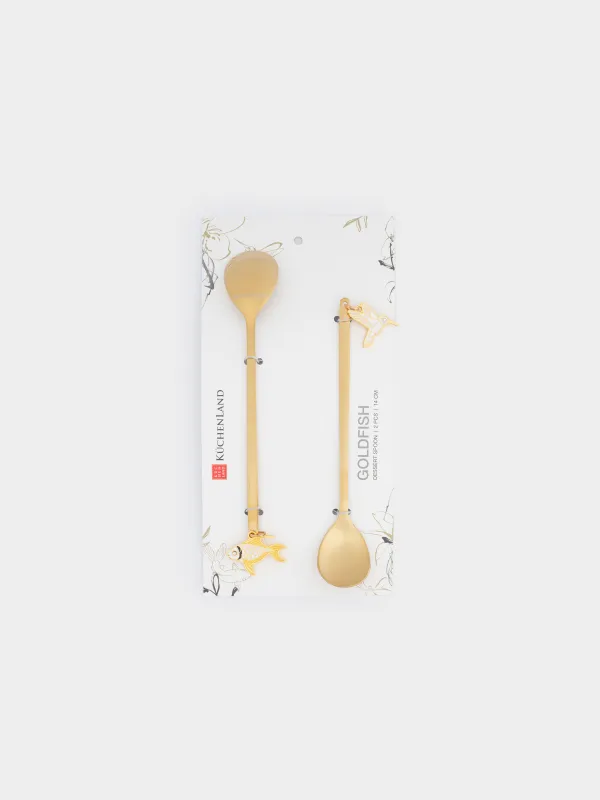 Десерт қасығы, 14 см, 2 дана, болат, алтын, Құс/Балық, Goldfish, image-5