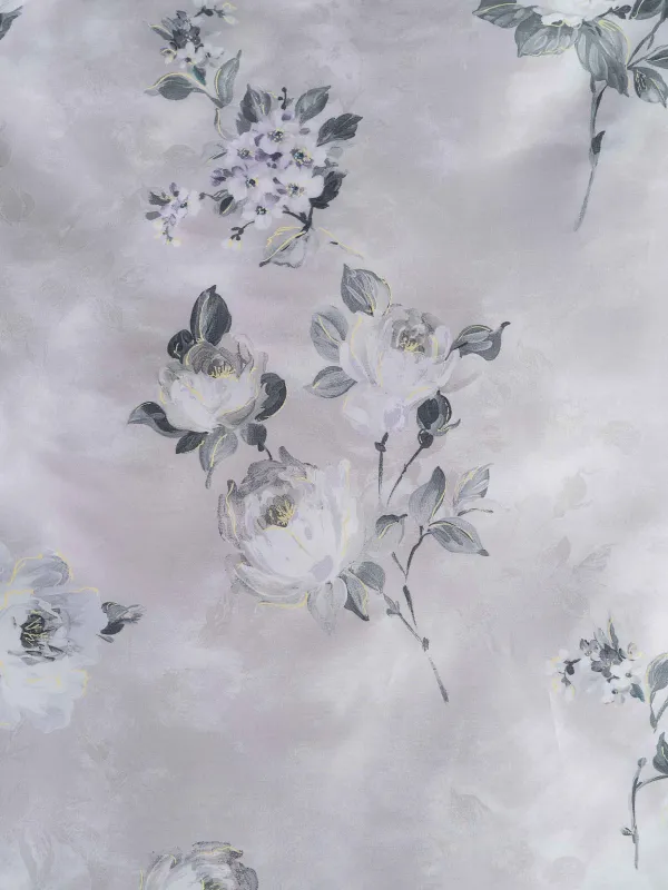 КПБ евро, тенсель 300 ТС, светло-серый, Цветы, Tencel, image-6