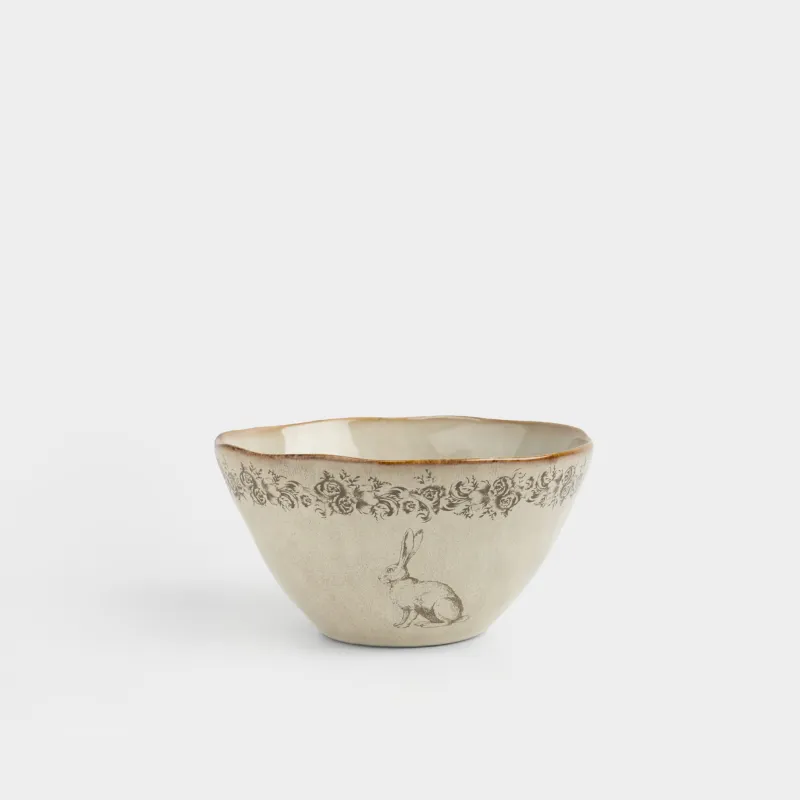 Салат ыдысы, 15х8 см, 700 мл, керамика, сарғылт-қоңыр, Гүлдері бар қоян, Rustic Easter