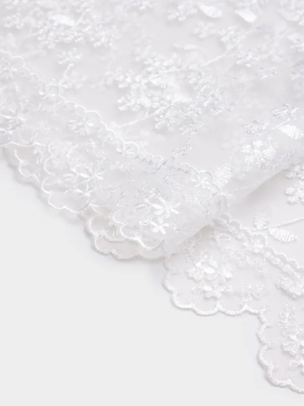 Үстел төсеніші, 40х160 см, шілтерлі, полиэстер, ақ, Шілтерлі гүлдер, Flowers lace, image-1