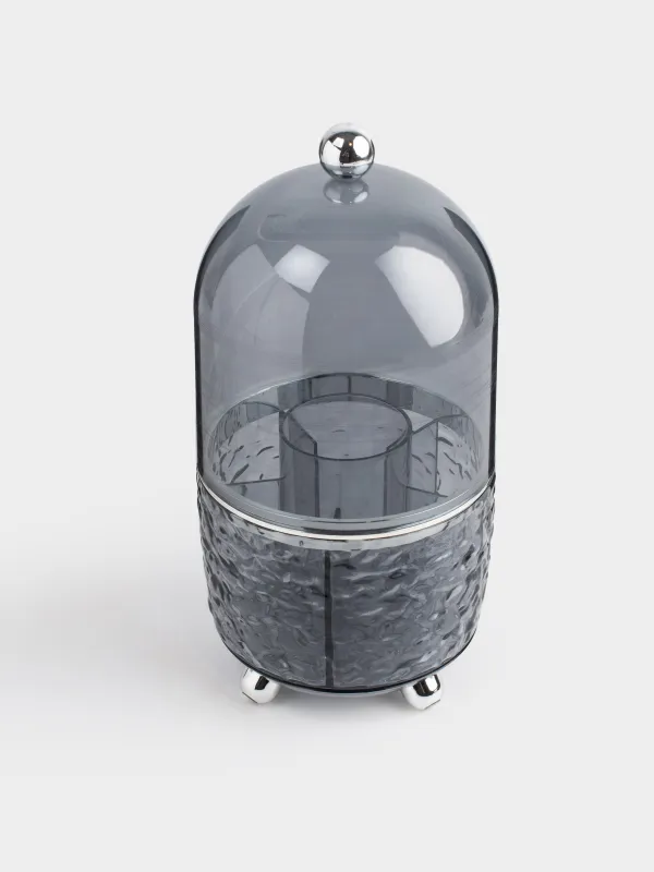 Косметикаға арналған органайзер, 26 см, 6 бөлім, айналмалы, пластик, сұр, Renaissance clear, image-1