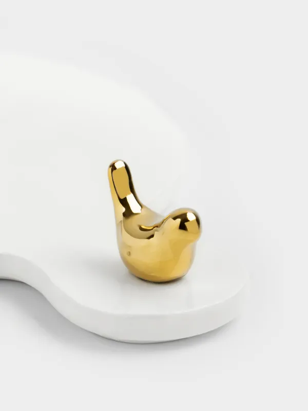 Ыстыққа арналған тұғыр, 23х18 см, тұтқасы бар, керамика/тығын, ақ, құс, Paradise garden, image-4