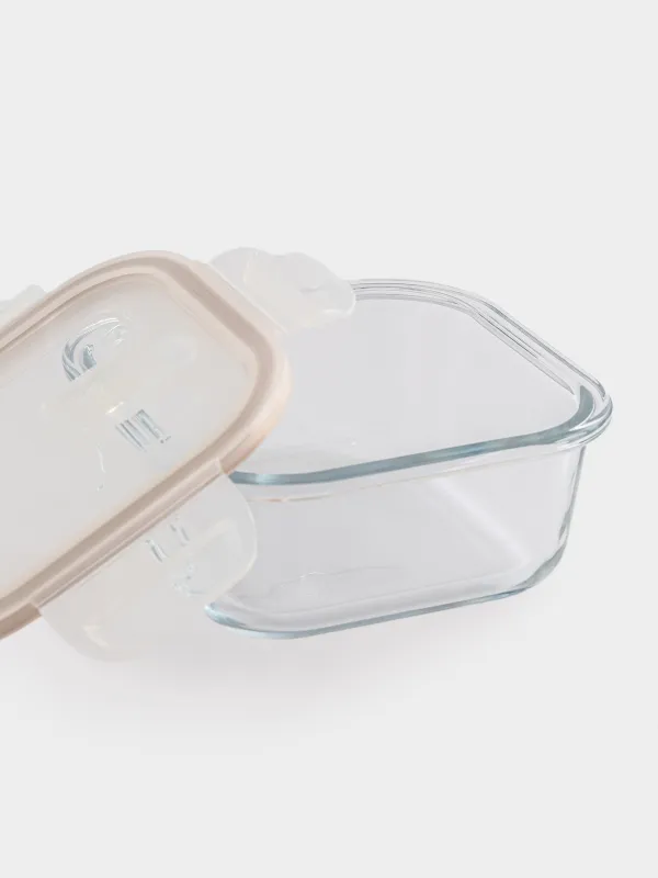 Контейнер, 520 мл, қысқыштары бар, клапаны бар, шыны Т/пластик, шаршы, Soft kitchen, image-3
