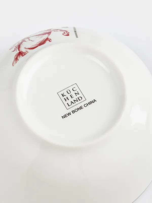 Салат ыдысы, 15х6 см, 500 мл, фарфор N, ақ, күміс жиектері бар, Жылқы, Kairon horse, image-5