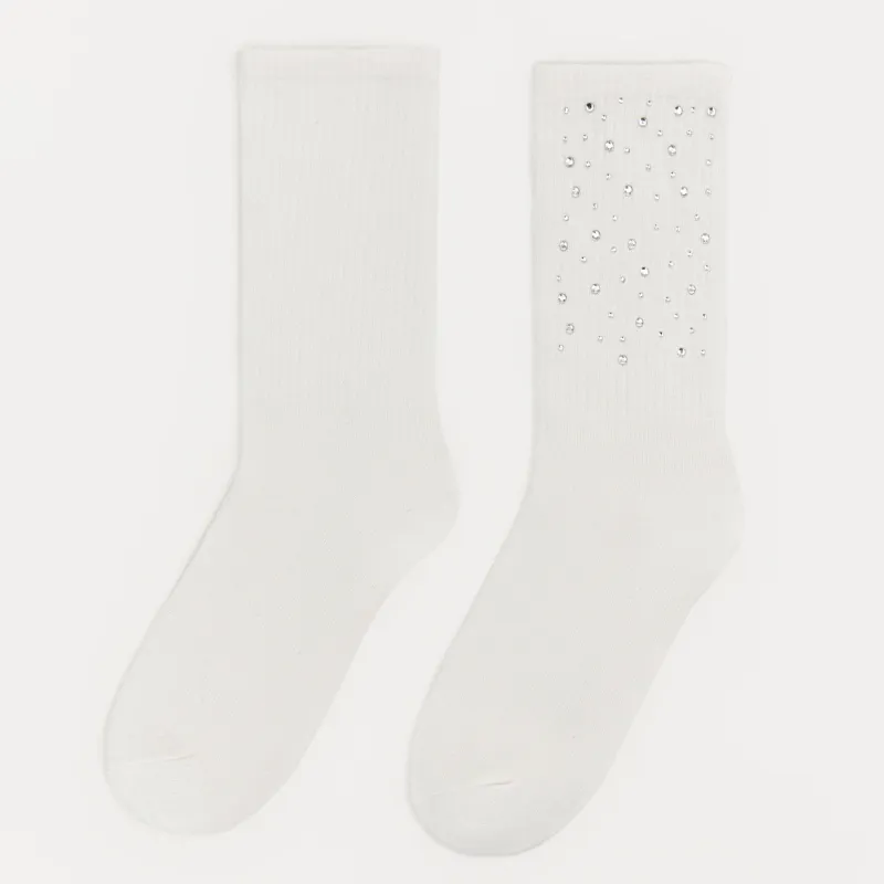 Носки со стразами, белые, Brilhar