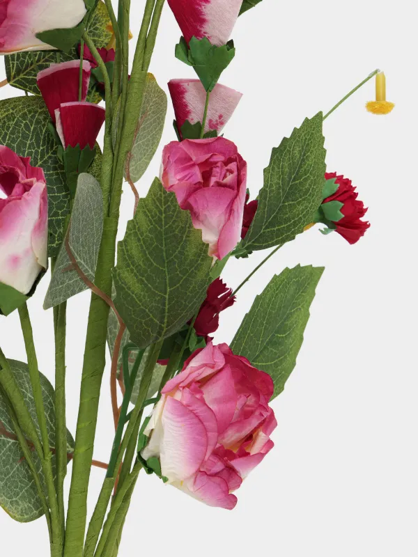 Ветка декоративная, 76 см, бумага/полиэстер, Красные цветы, Flower garden, image-2