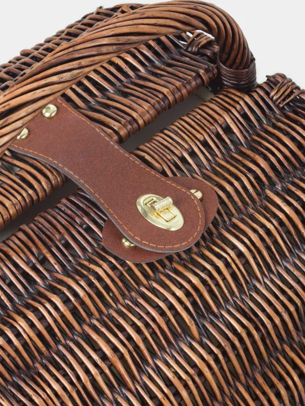 Пикник себеті, 36х28 см, 2 адам, 12 зат, жүзім, дөңгелек, қоңыр, Picnic, image-4