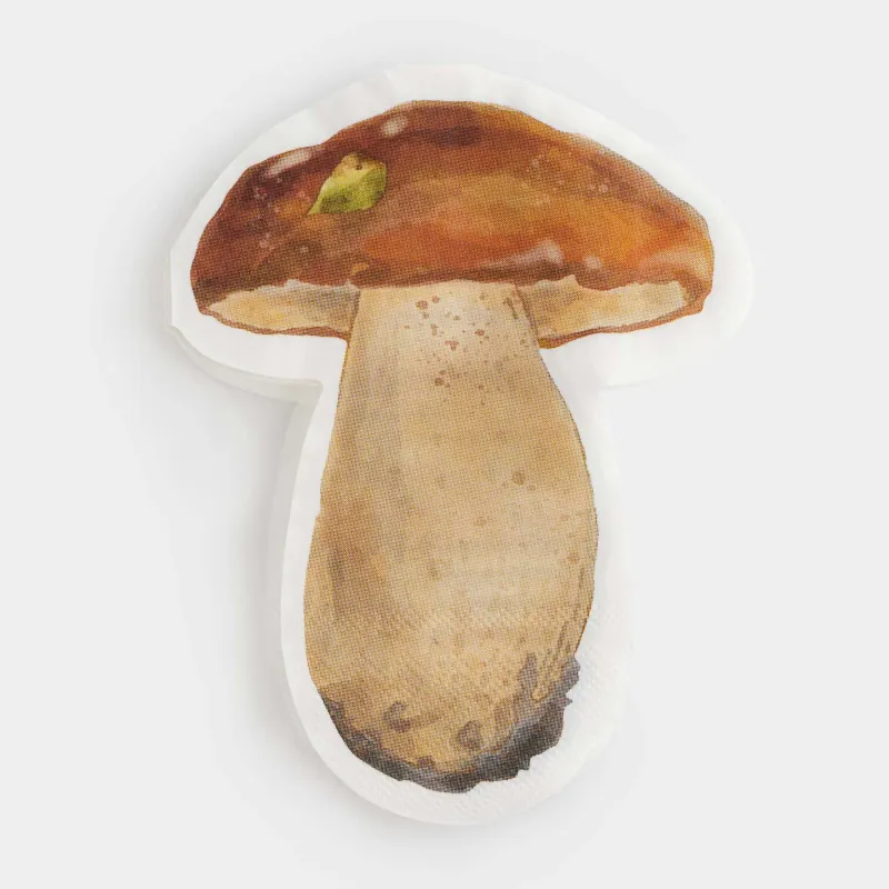 Салфетки бумажные, 25х32 см, 20 шт, фигурные, коричневые, Гриб, Fungi