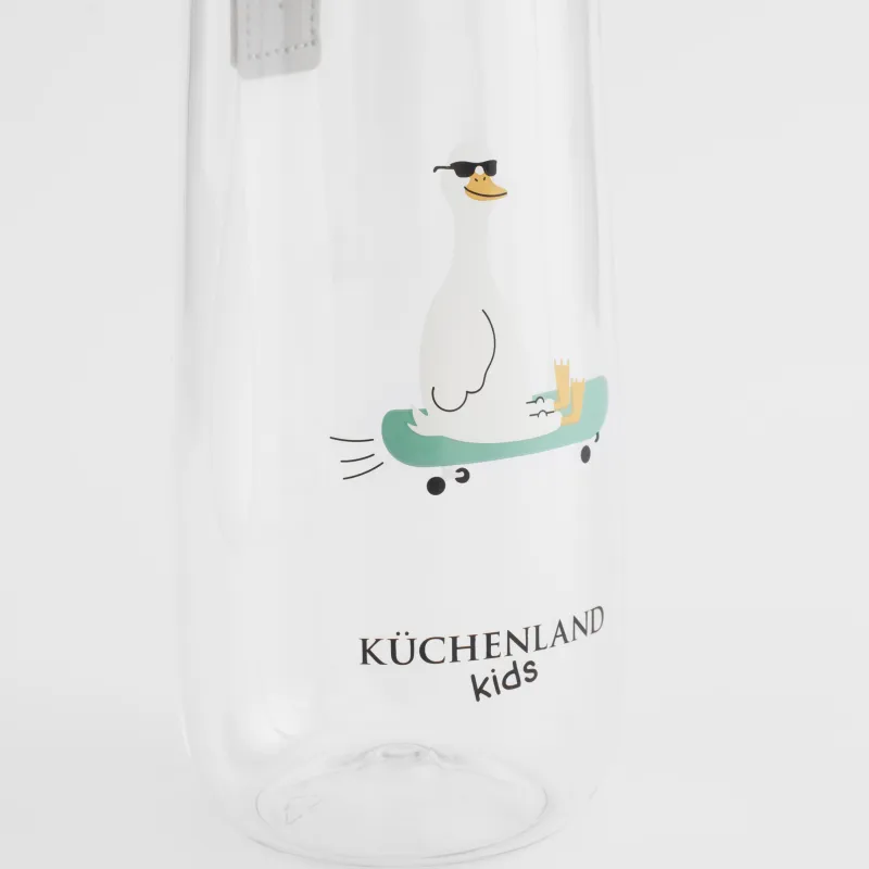 Бутылка, детская, 600 мл, с ремешком, тритан, серая, Гусь, Kiddy, image-5