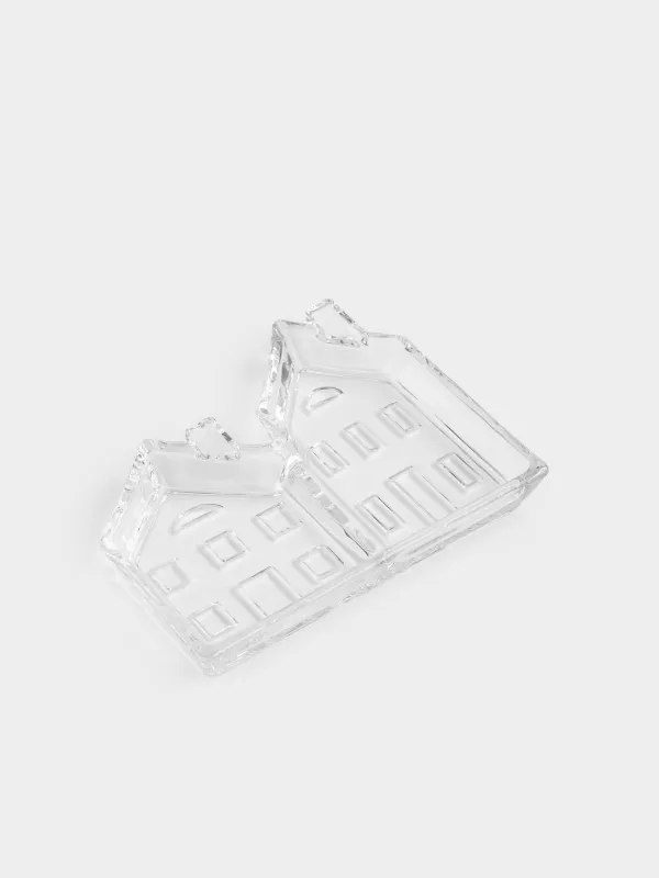 Менажница, 18х14 см, 2 отд, стекло, Дома, House shape, image-2