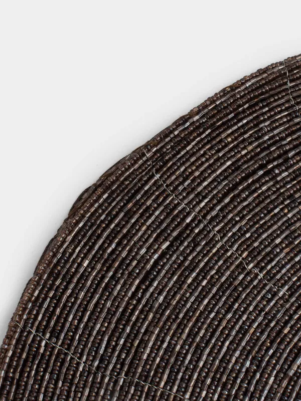 Салфетка под приборы, 36 см, бисер, круглая, коричневая, Shiny beads, image-3