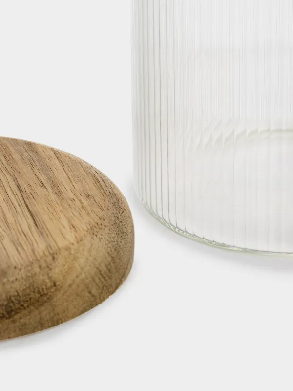 Сусымалы өнімдерге арналған құты, 1 л, шыны Р/ағаш, Ribby wood, image-2