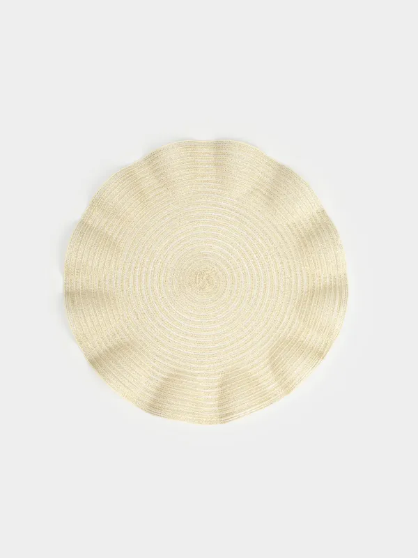 Аспаптарға арналған майлық, 38 см, ПЭТ, дөңгелек, алтын түстес, Толқынды жиектер, Rotary shine wave, image-0