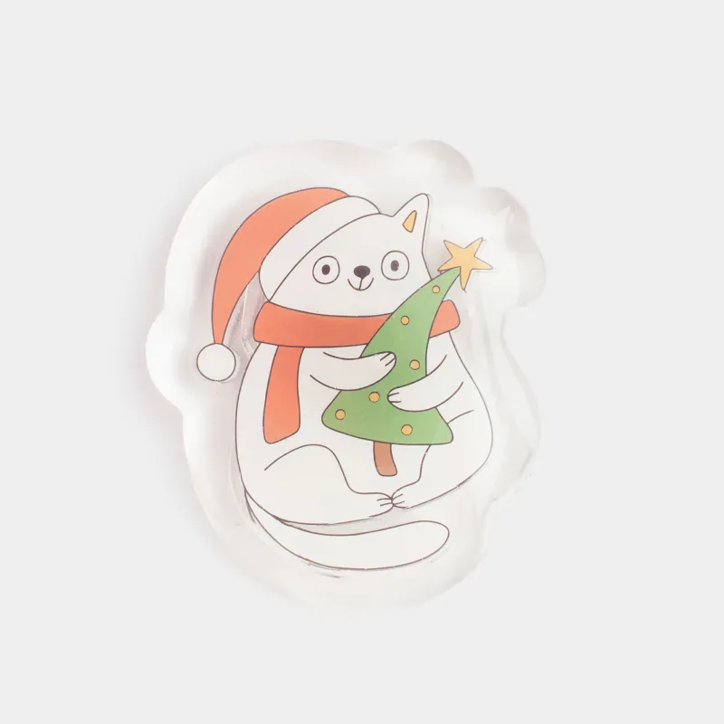 Наклейка, 6х8 см, с подсветкой, многоразовая, термопластик, Кот, Christmas decal