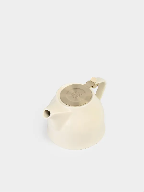 Шай демдейтін шәйнек, 1 л, керамика/болат, сүт түстес-алтын, Kettle ceramo, image-2