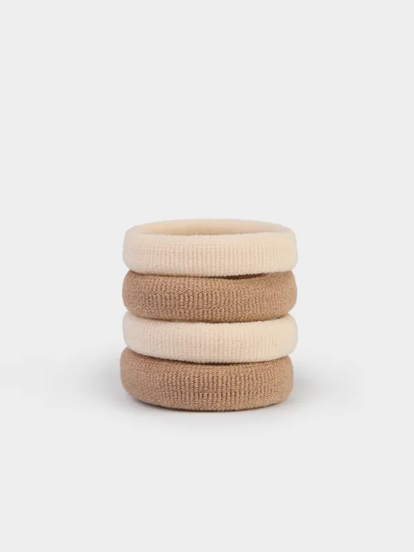 Шаш резеңкесі, 2 см, 4 дана, балаларға арналған, полиэстер, сарғылт-қоңыр/сүтті, Hair basic, image-3