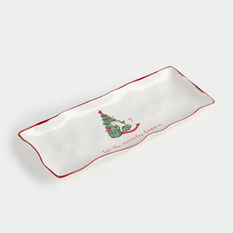 Ыдыс, 33х13 см, керамика, тікбұрышты, Шыршасы бар жылқы, Christmas tree