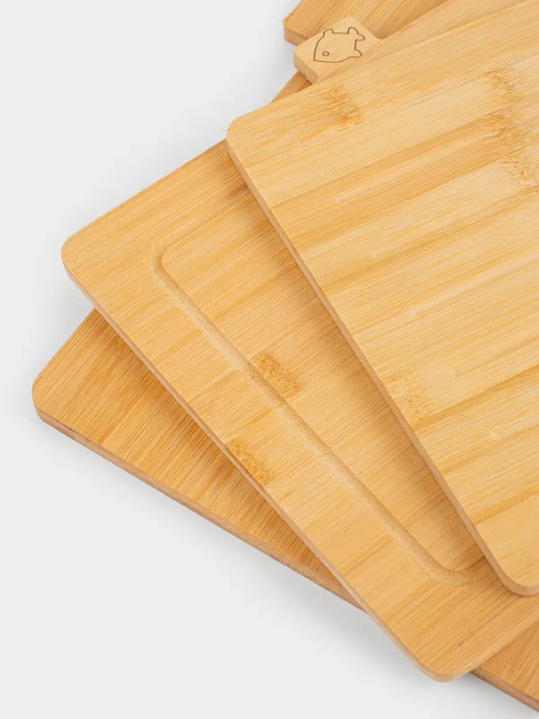 Доска разделочная, 28х22 см, 3 шт, в подставке, бамбук, прямоугольная, Bamboo, image-4
