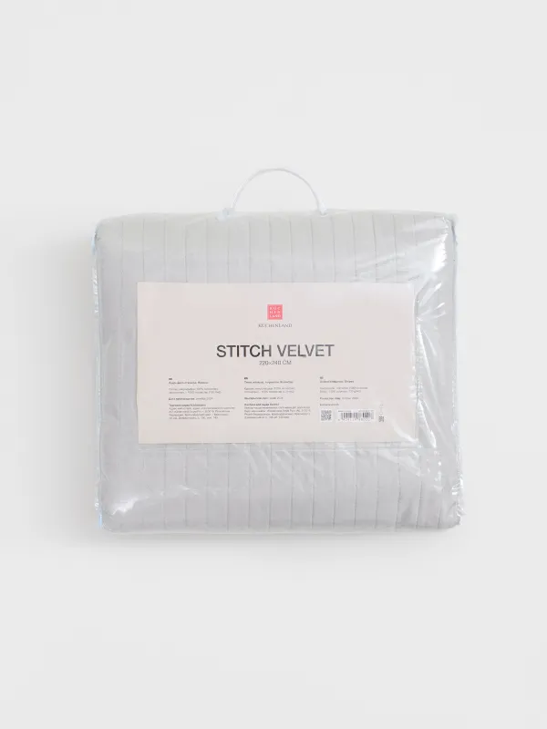 Покрывало, 220х240 см, стеганое, микрофибра, серое, Полосы, Stitch, image-5