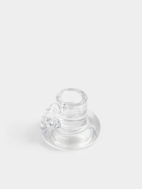 Шам ұстағыш, 7 см, жіңішке шамға арналған, тұтқасы бар, шыны, Clear, image-1