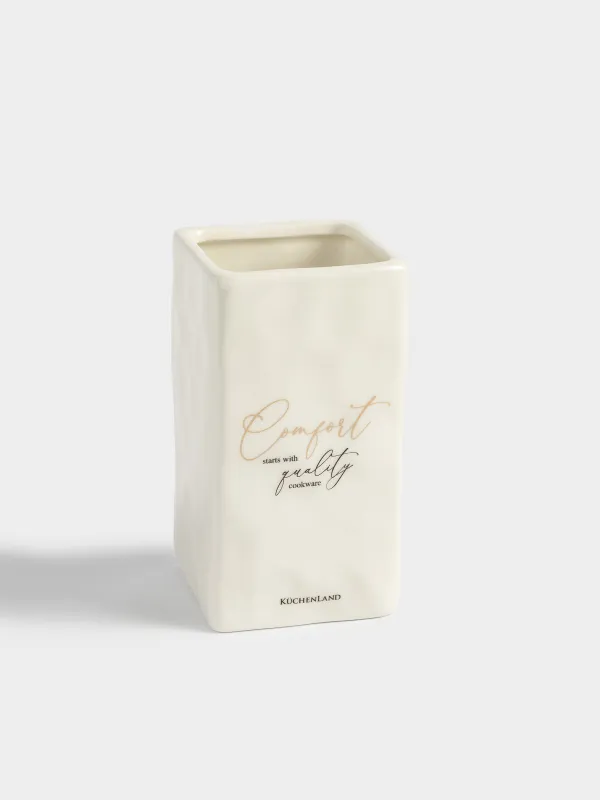 Ас үй ыдыстарына арналған тұғыр, 15 см, керамика, сүт түстес, Мыжылған әсер, Crumple kitchen, image-1