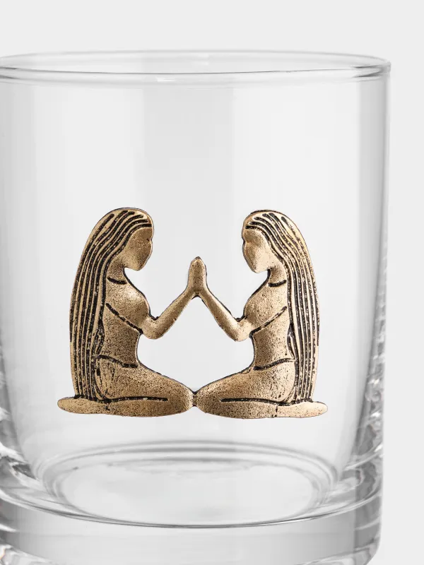 Виски стақаны, 10 см, 340 мл, шыны/металл, алтын түстес, Егіздер, Zodiac, image-1