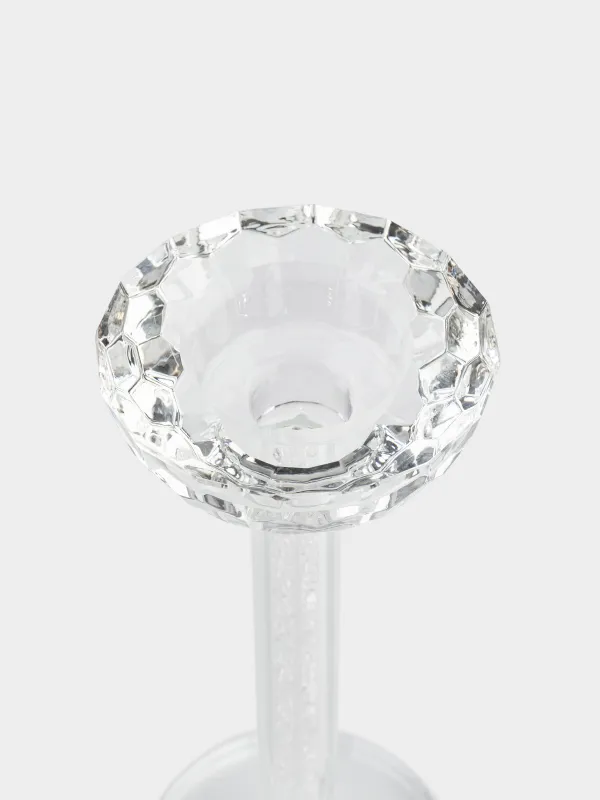 Шам ұстағыш, 18 см, шай/жұқа шам үшін, аяғы, шыны / ринстондар, Кристалл, Кристалл, image-3