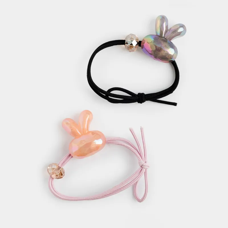 Шашқа арналған бау, 6 см, 2 дана, балаларға арналған, акрил, қызғылт/қара, Қояндар, Gracile