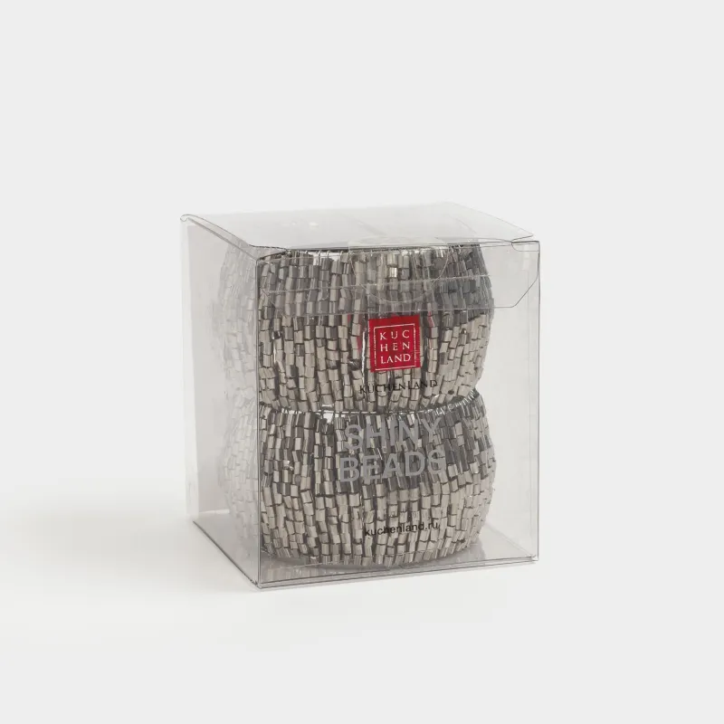 Майлықтарға арналған сақина 5 см, 2 дана, моншақ, дөңгелек, қою сұр, Shiny beads, image-4