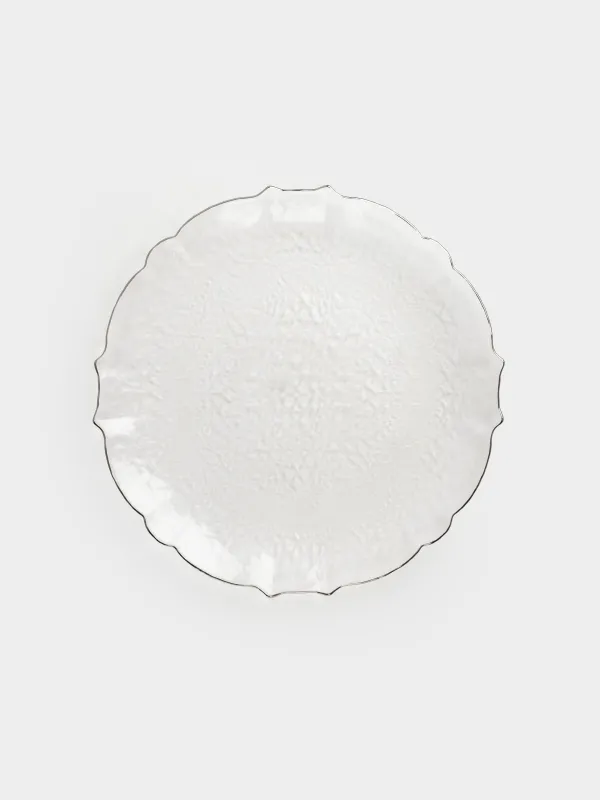 Қойылмалы тәрелке, 33 см, шыны, күміс жиегі бар, Nautilus silver, image-0