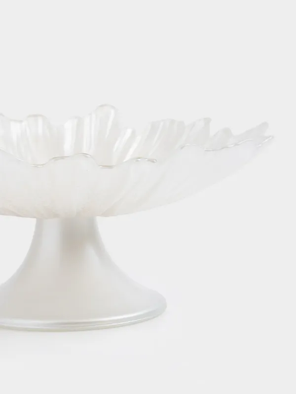 Жеміс вазасы, 21х11 см, аяқты, шыны Р, сүт түстес/шампан, Verge, image-1