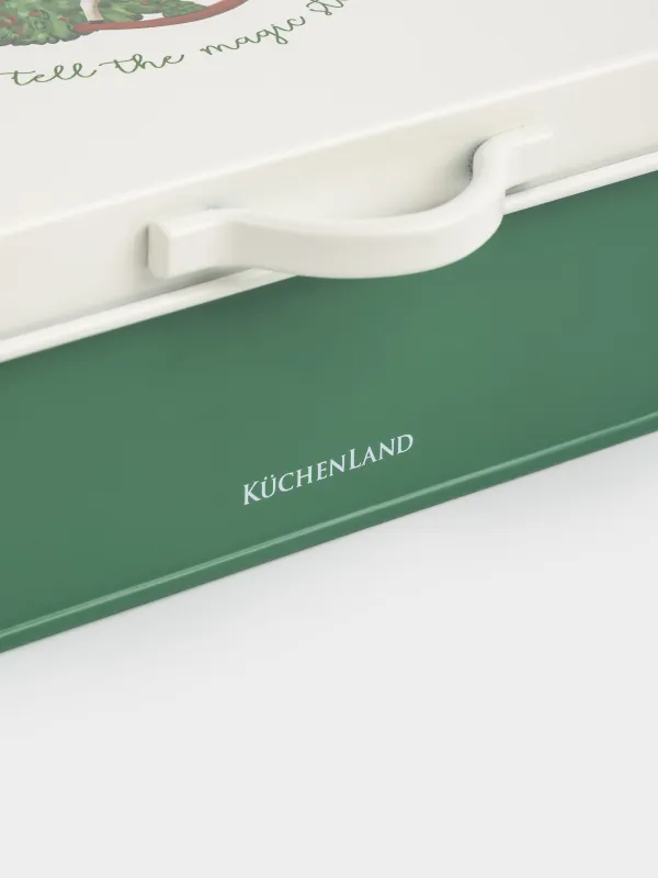 Сақтау ыдысы, 22х15 см, 2 л, металл, тікбұрышты, Жылқысы бар шырша, Christmas green, image-6