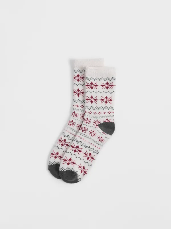 Әйелдер шұлықтары, өлшемі 36-38, полиэстер, сүт түстес және жасыл, Қысқы өрнек, Fleece, image-1