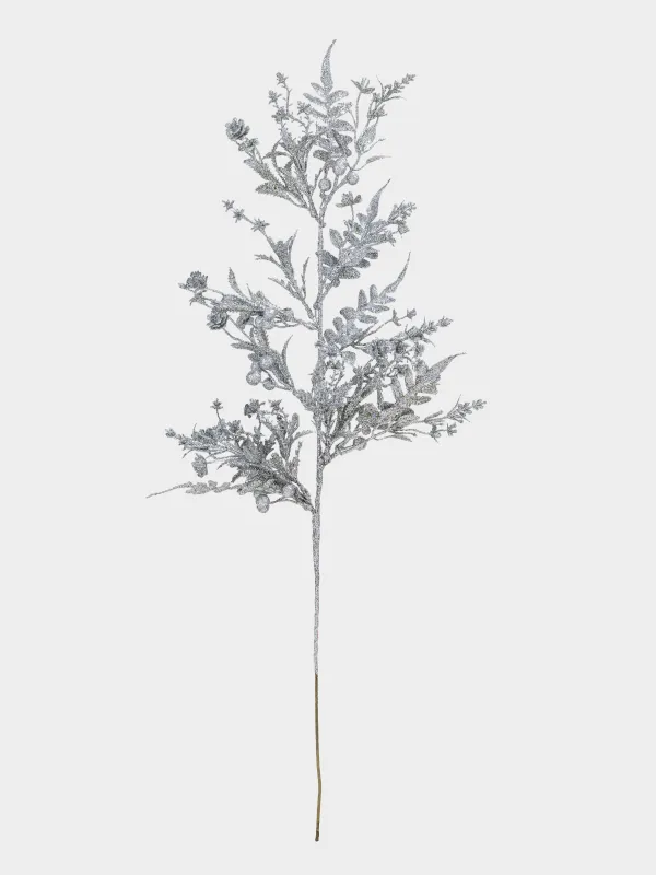 Ветка декоративная, 64 см, серебристая, Ель, Sparkle decor, image-0