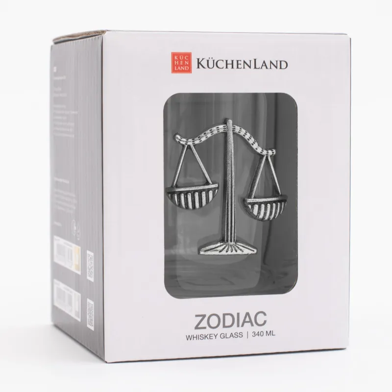 Стакан для виски, 10 см, 340 мл, стекло/металл, серебристый, Весы, Zodiac, image-5