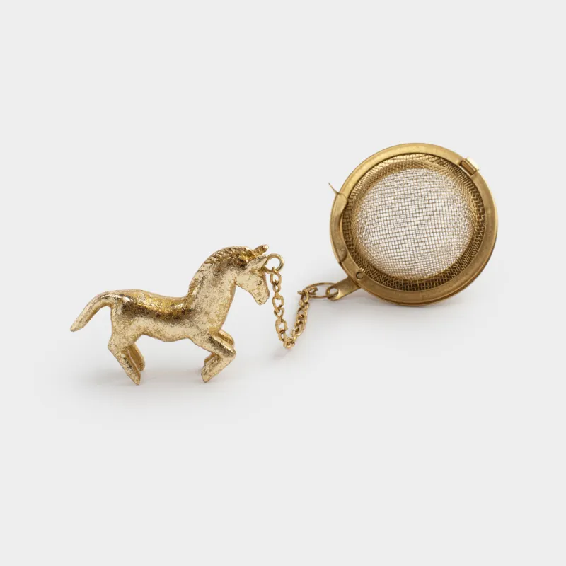 Шай қайнатуға арналған елеуіш, 18 см, болат/полирезин, күміс, Алтын жылқы, Horse gold