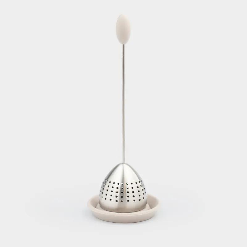 Шай қайнатуға арналған елеуіш, 18 см, болат/силикон, күміс-сарғылт-қоңыр, Метеор, Meteor